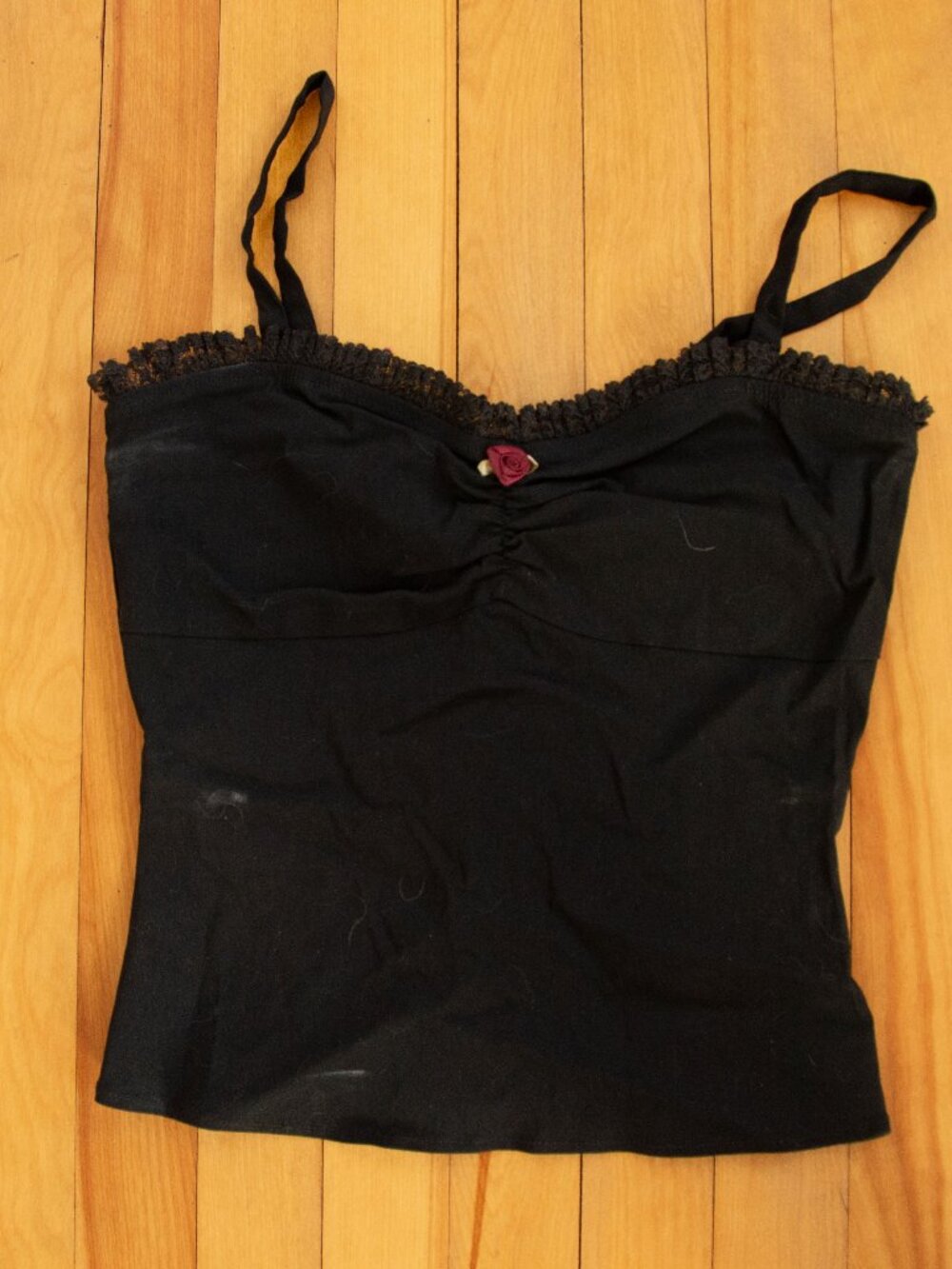 Stop Staring! Vintage Inspired Camisole Crop Black with Rosette